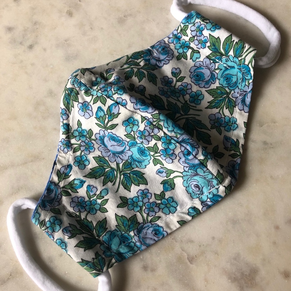 Blue floral- Breathable cotton mask